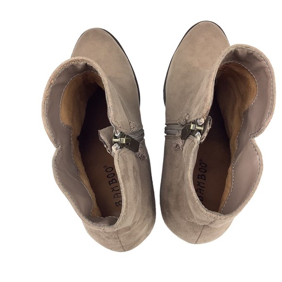 Banboo Avenge Women’s 6.5 Tan Brown Faux Suede Leather Ankle Boots Botties Heel - Picture 7 of 11